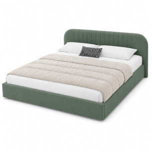 Lit avec coffre de rangement 160x200cm en velours vert MASON