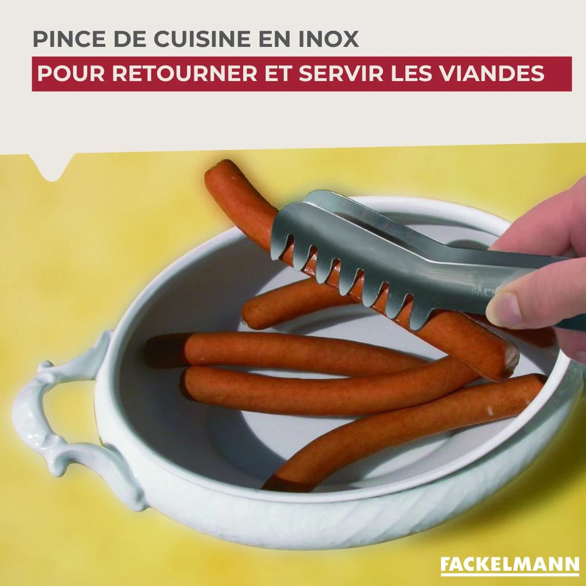 Ensemble de 2 Pinces à spaghettis, de cuisine en Acier inoxydable 19 cm Fackelmann