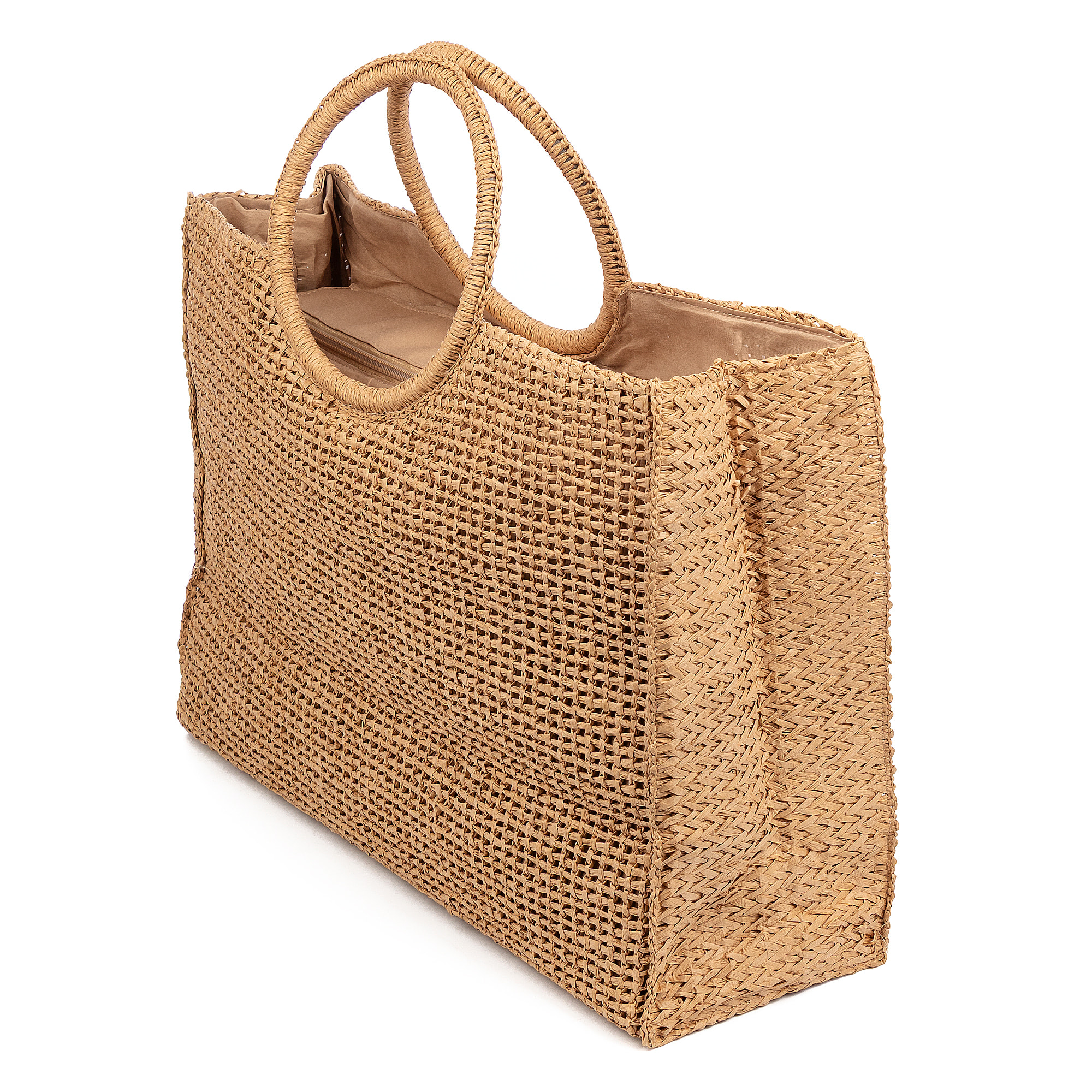 Bérgamo Bolso de mano Mujer. Fabricado en paja trenzada diseño "Summer".