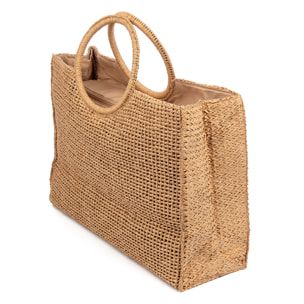 Bérgamo Bolso de mano Mujer. Fabricado en paja trenzada diseño "Summer".