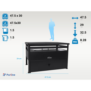 Barbacoa de etanol 1.5L acero rojo y plancha rectangular de hierro BB02 PURLINE