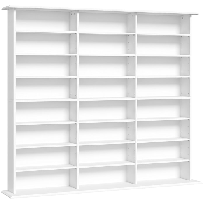 Rangement CD et DVD 24 compartiments 18 étagères réglables blanc