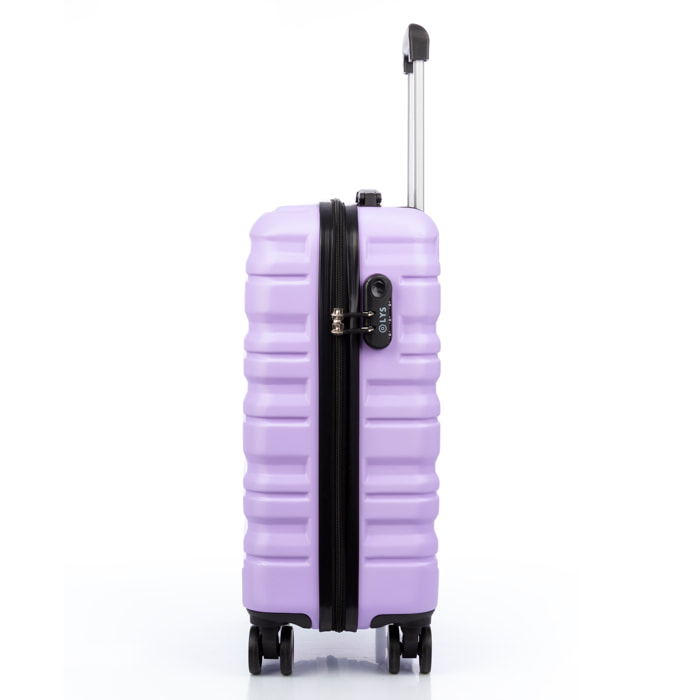 Set di 3 valigie Trolley, in materiale leggero ABS ad alta resistenza. Chiusura numerica e 4 ruote girevoli a 360°.