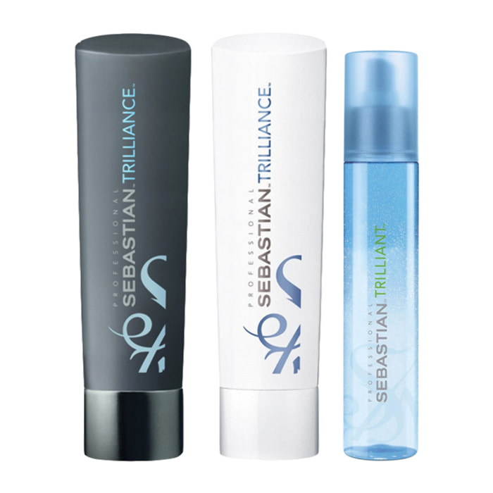 SEBASTIAN Kit Trilliance Shampoo 250ml + Balsamo 250ml + Spray Illuminante Termoprotettivo 150ml