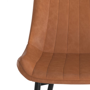 Lot de 2 chaises en cuir synthétique camel et métal noir - Killi