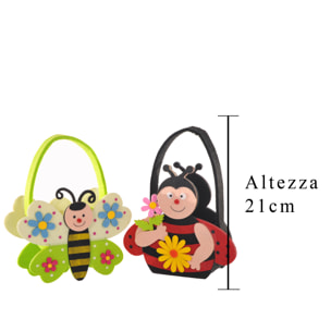 Borsina Con Farfalla/Coccinella. Altezza 21 Cm - Pezzi 4 - 15X21X7,5cm - Colore: Incolore - Bianchi Dino - Contenitori Tessuto/Feltro