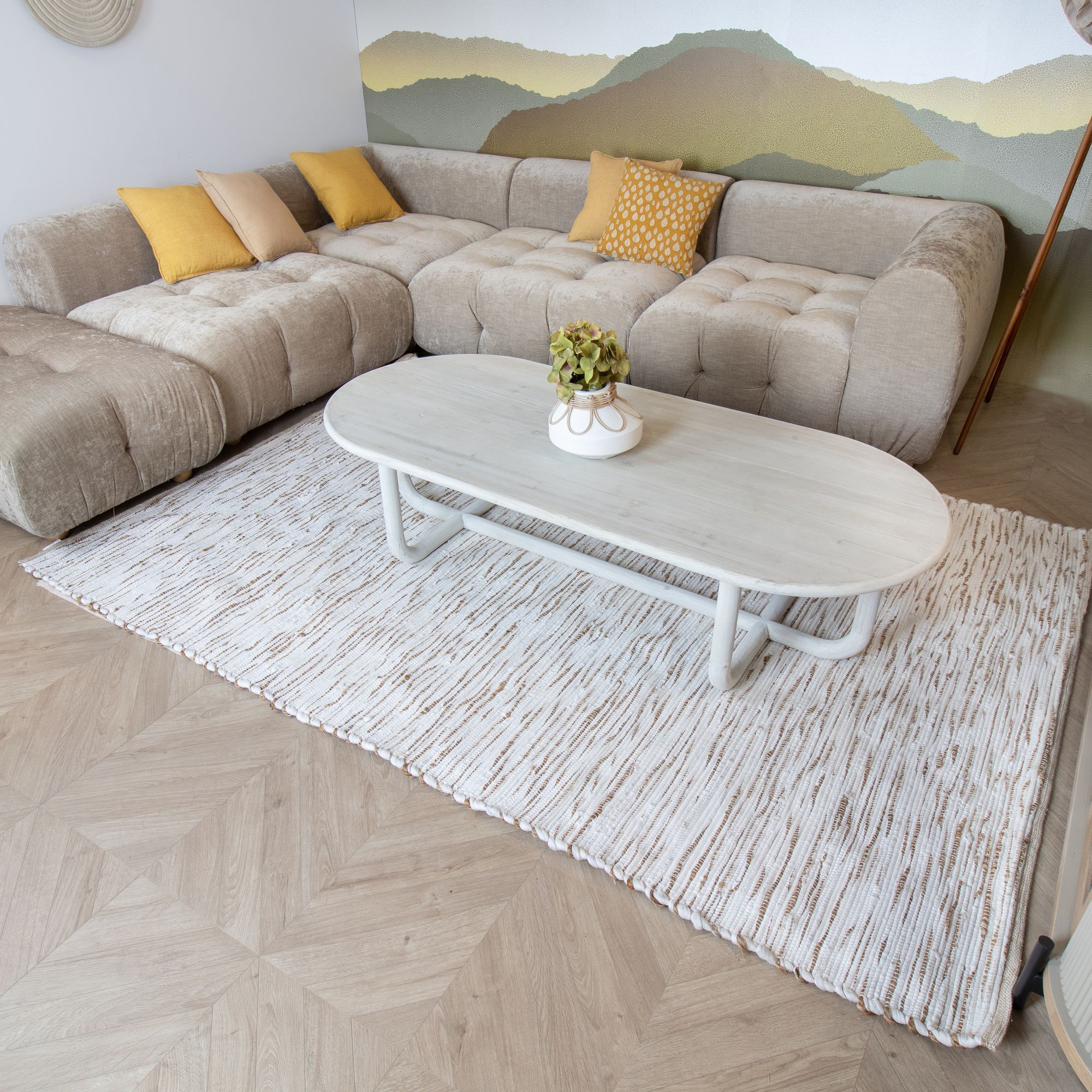 Tapis en coton et jute blanc et beige 170x240cm ANKARA