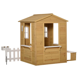 Casita Infantil de Exterior de Madera 204x107x140cm +3 Años Madera Natural