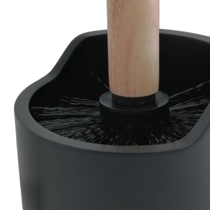 Brosse wc avec support Polyrésine & bois SYBELLA noir Spirella