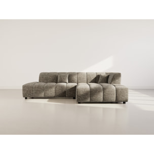 Curtis - canapé d'angle droit 4 places sans accoudoir en tissu texturé - Vert Olive