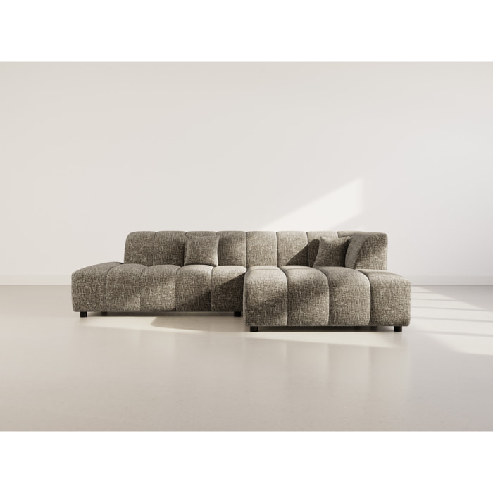 Curtis - canapé d'angle droit 4 places sans accoudoir en tissu texturé - Vert Olive