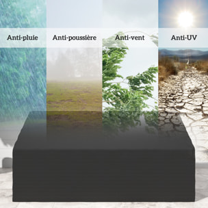 Housse canapé exterieur 3 places - housse salon de jardin - dim. 218x111x63/101cm - polyester haute densité noir