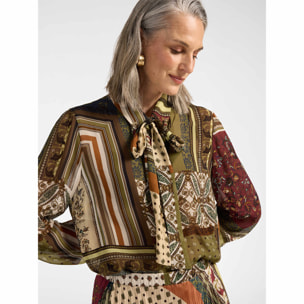 Elena Mirò - Camicia in georgette stampata - Verde militare