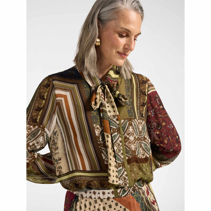 Elena Mirò - Camicia in georgette stampata - Verde militare