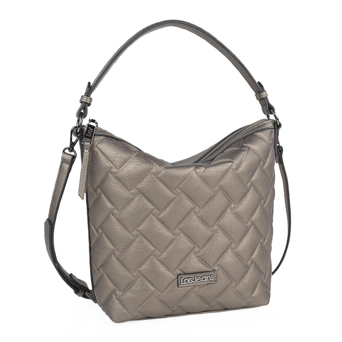 Bolso Hobo-Hombro Lois Dewey Plata Oscuro