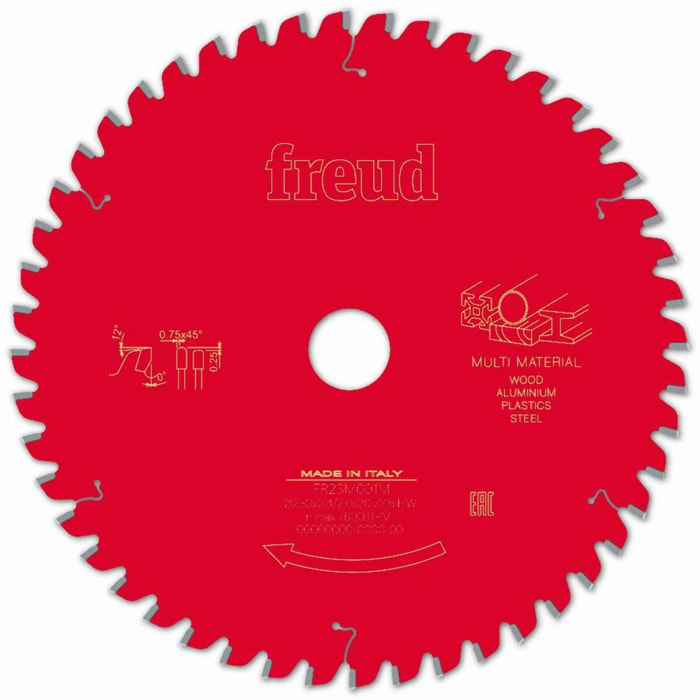 Lame pour scie circulaire portative FREUD - Ø250 2,4/2 AL30 Z48 TPB 0° - F03FS09888 -FR23M001M