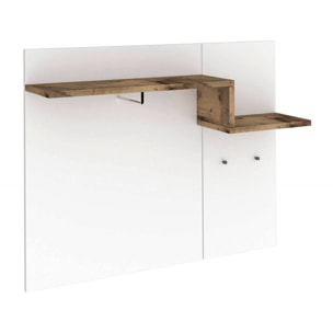 Mobile da ingresso Mugello, Entratina moderna multifunzione, Armadietto multiuso per atrio, 100% Made in Italy, cm 120x30h100, Bianco lucido e Acero