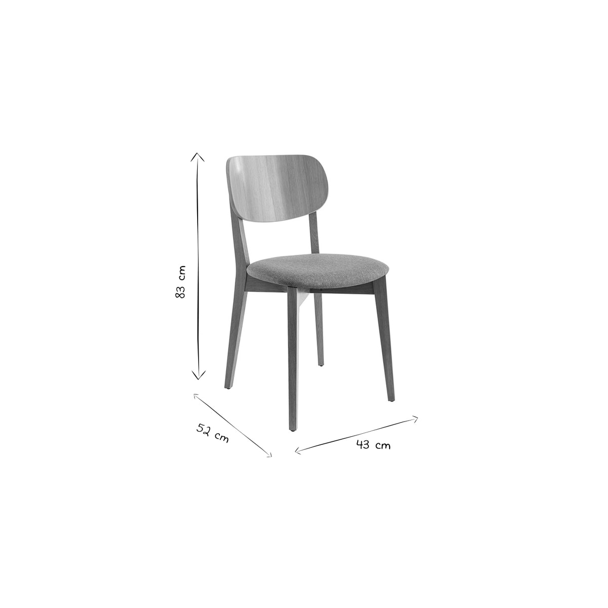Chaises vintage en bois clair chêne et tissu effet laine bouclée blanc (lot de 2) LUCIA