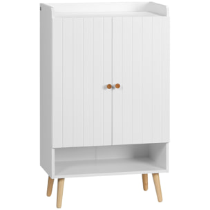 Mueble Zapatero con 2 Puertas Armario de Zapatos con Estante Abierto y Estantes Ajustables para 15 Pares de Zapatos para Pasillo Entrada 60x33x100 cm Blanco