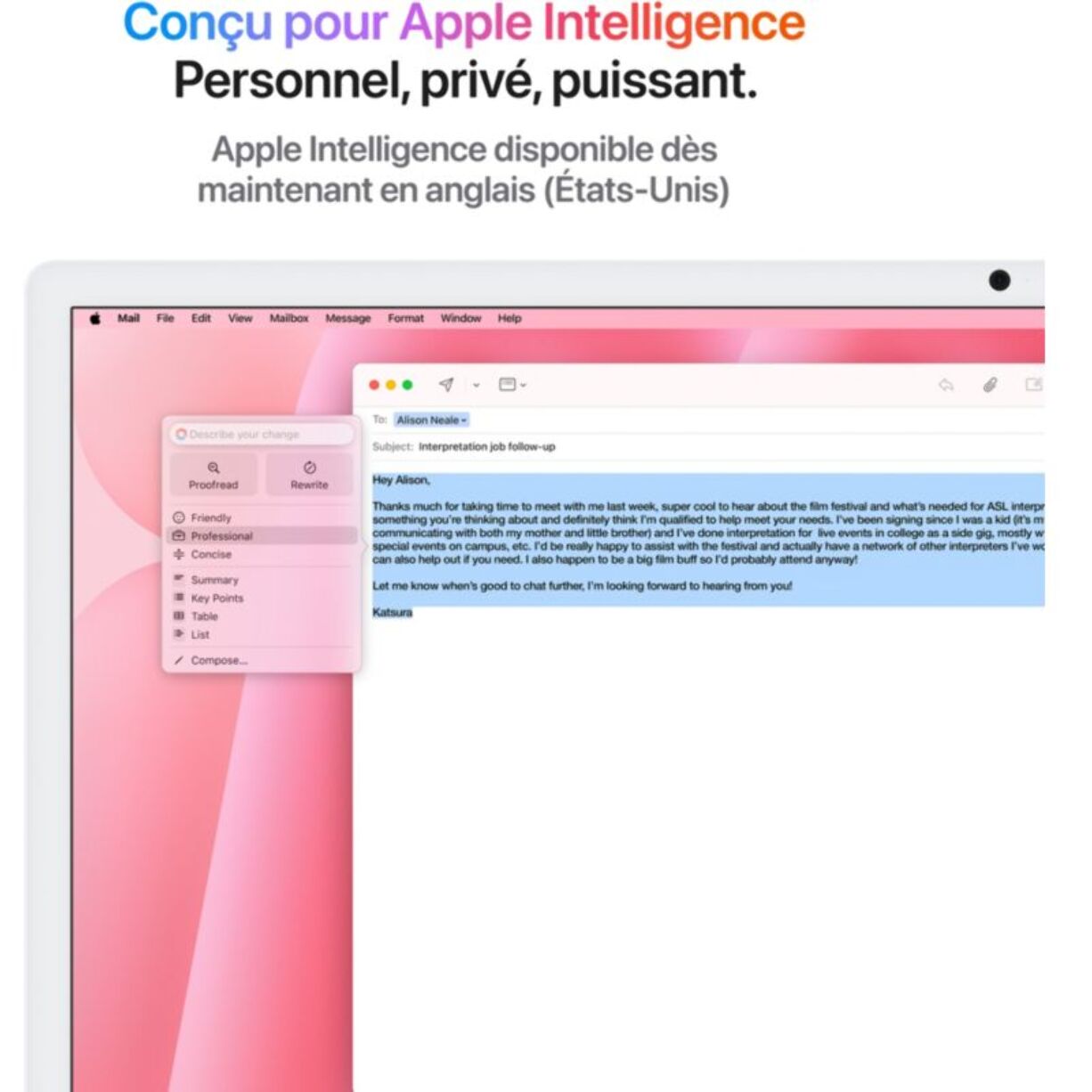 Ordinateur Apple IMAC 24' M4 16Go 512Go CPU 10 GPU 10 Rose