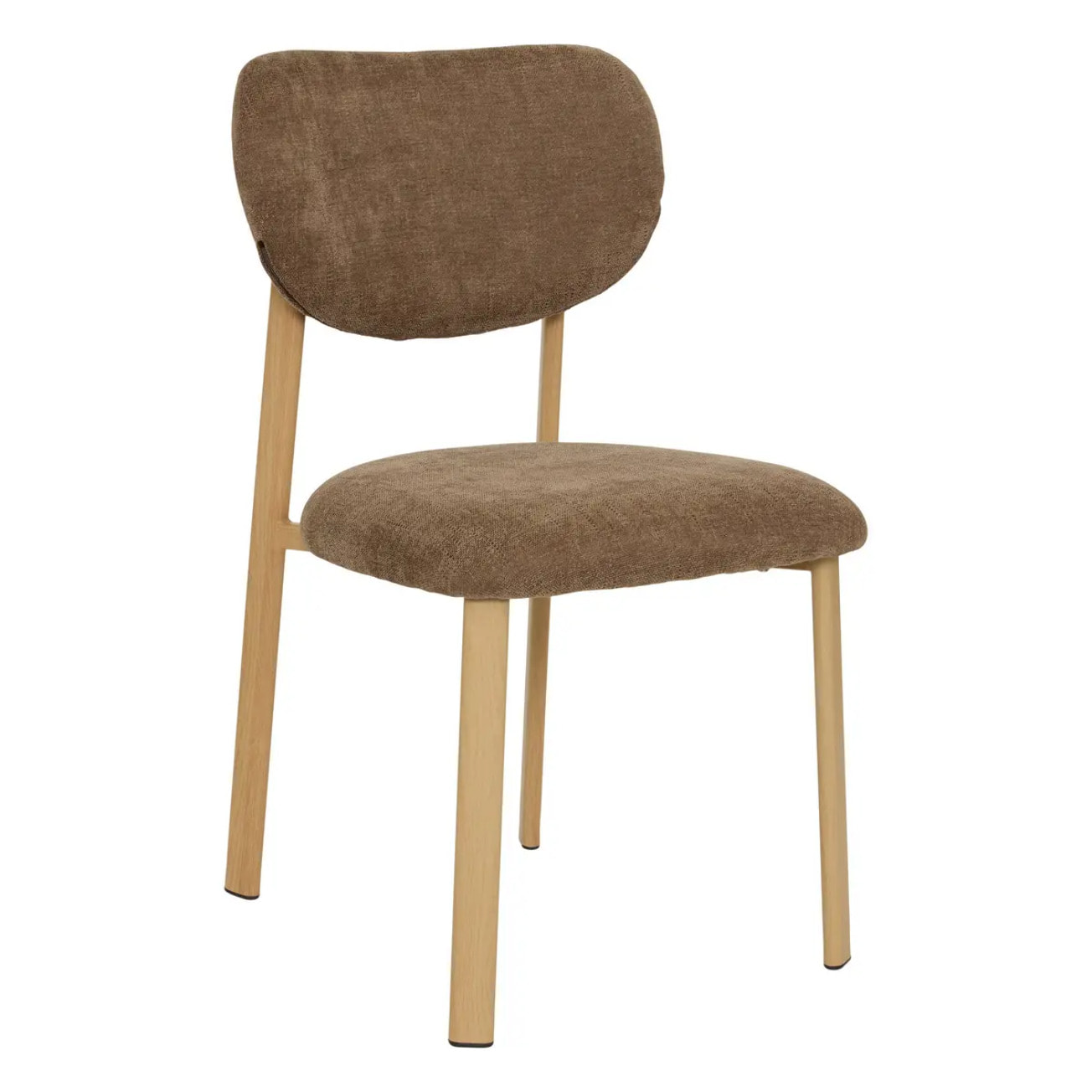 Lot de 2 Chaise tissu Decia marron pieds imitation hêtre