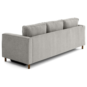 Jake - canapé droit 3 places convertible en tissu velours relief - Gris clair