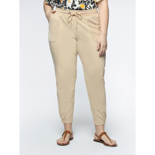 Fiorella Rubino - Pantaloni joggers in due tessuti - Beige