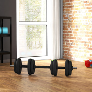 Juego de Mancuernas Ajustables, 2 en 1, 15kg, Juego de Pesas con Barras de Conexión y Mangos Antideslizantes, Pesas y Mancuernas para Hombres y Mujeres, Ejercicio de Fitness, Gimnasio en Casa