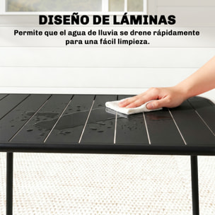 Mesa de Comedor de Jardín Rectangular, 120x70x72 cm, Mesa de Terraza Exterior de Acero con Tablero con Listones, para 4 Personas, Carga 50 kg, para Patio, Balcón, Gris