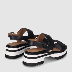 Sandalias de Piel - Negro - Tacón: 4 cm