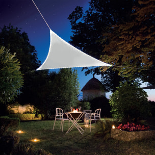 Voile d’ombrage triangulaire avec leds solaires - Blanc