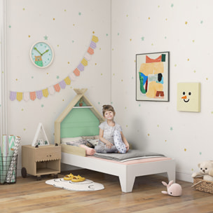 AIYAPLAY Letto per Bambini 3-8 Anni a Casetta con Sponde in Legno, 144x74x110cm, Verde