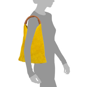 Aviano bolso mini shopper mujer, para uso de mano. Piel auténtica Gamuza.