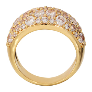 Anello a Fascia Graduato placcato Oro Giallo 18Kt con Pavé di Cubic Zirconia