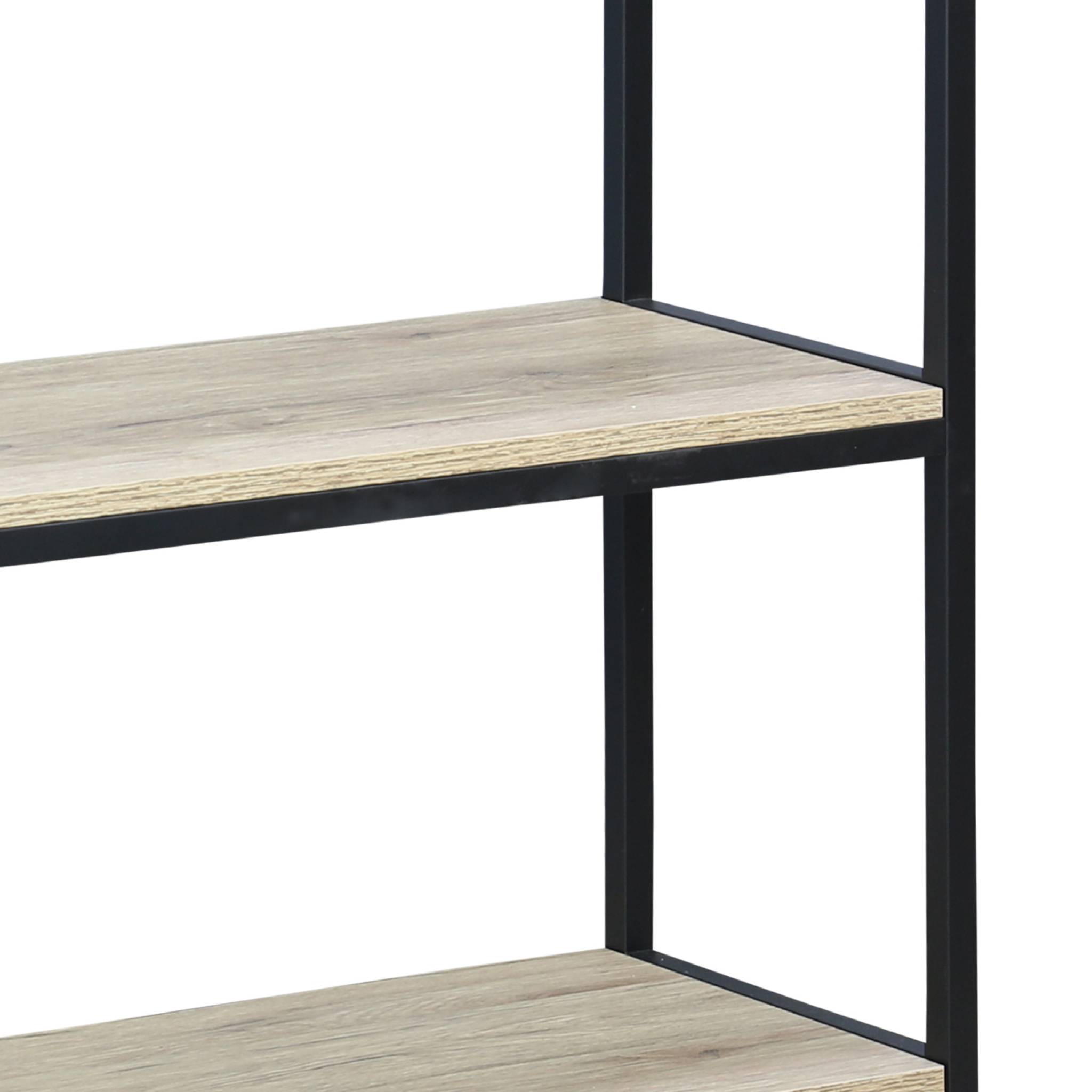 Étagère en métal noir et décor bois - Loft - bibliothèque 3 niveaux. 120x30x80cm
