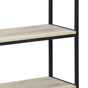 Étagère en métal noir et décor bois - Loft - bibliothèque 3 niveaux. 120x30x80cm
