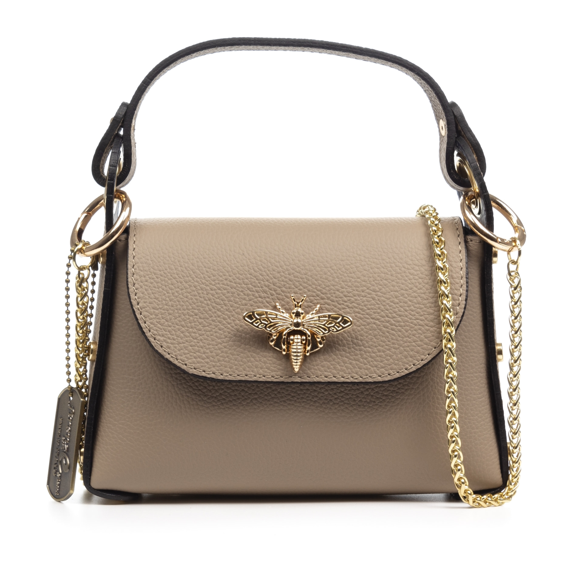 FIRENZE ARTEGIANI Aquileia bolso de mano mujer. Piel auténtica acabado Dollaro. Fabricado en Italia 19x7x13 Cm. Color: Beige