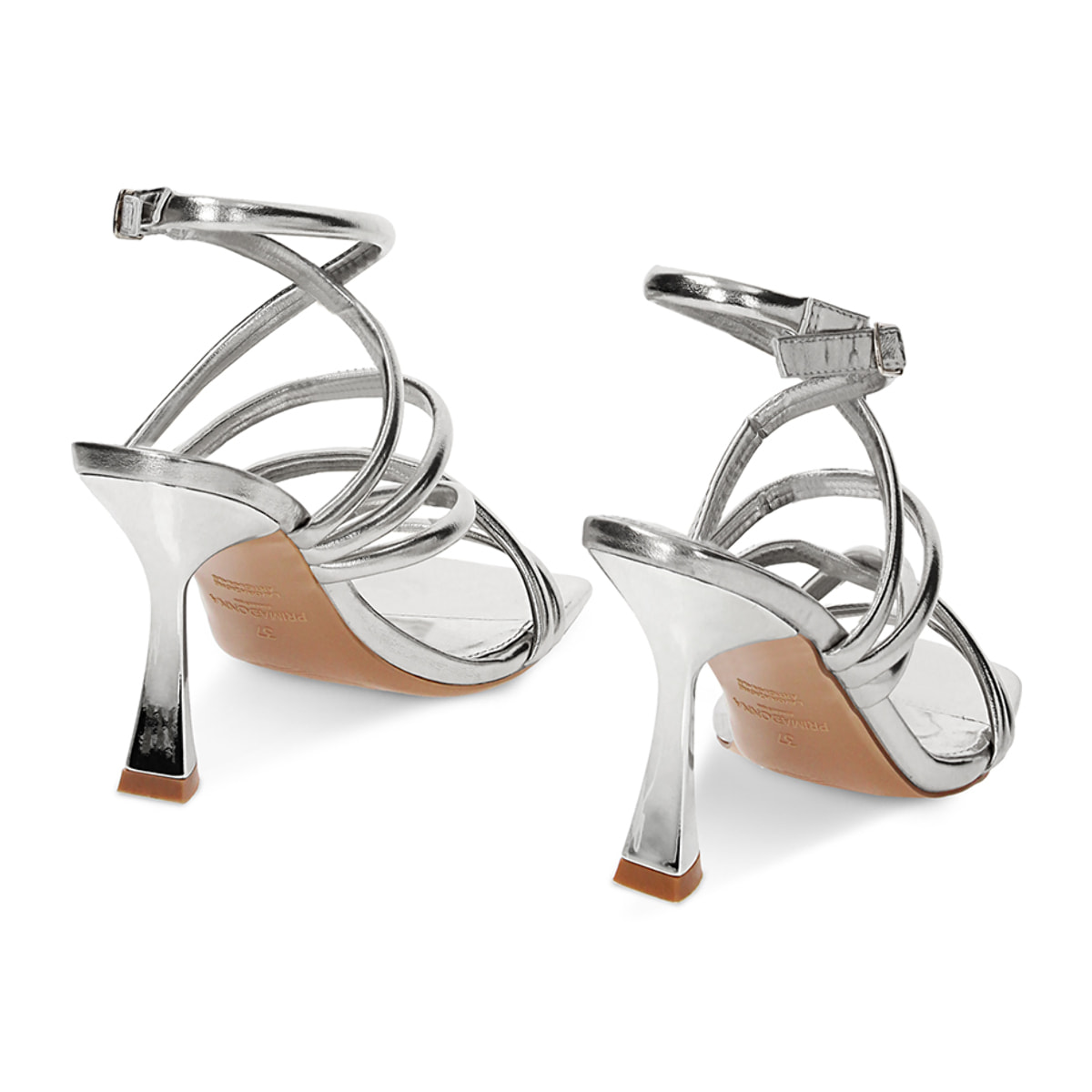 Sandali argento in laminato, tacco 9,5 cm