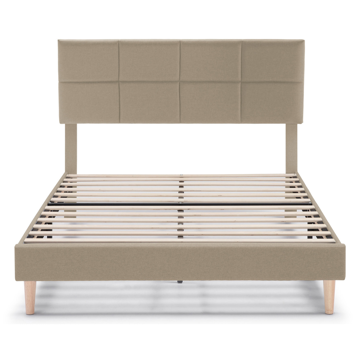 Estructura de cama tapizada Silvi de 30 cm Beige