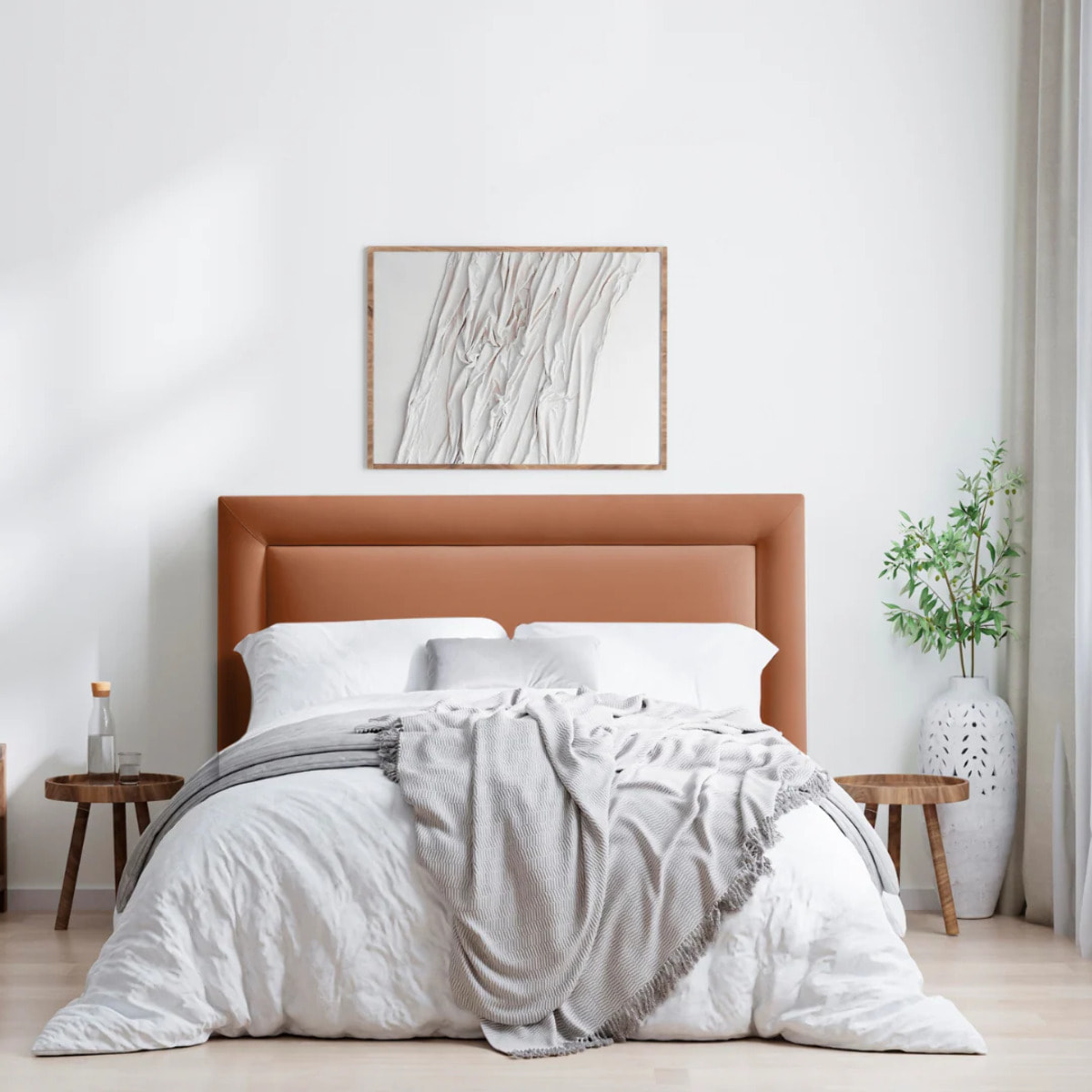 Cabecero de madera tapizado en tela para cama de 105 135x132