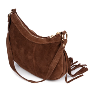 Barlassina bolso bandolera Mujer. Piel auténtica Gamuza, con flecos.