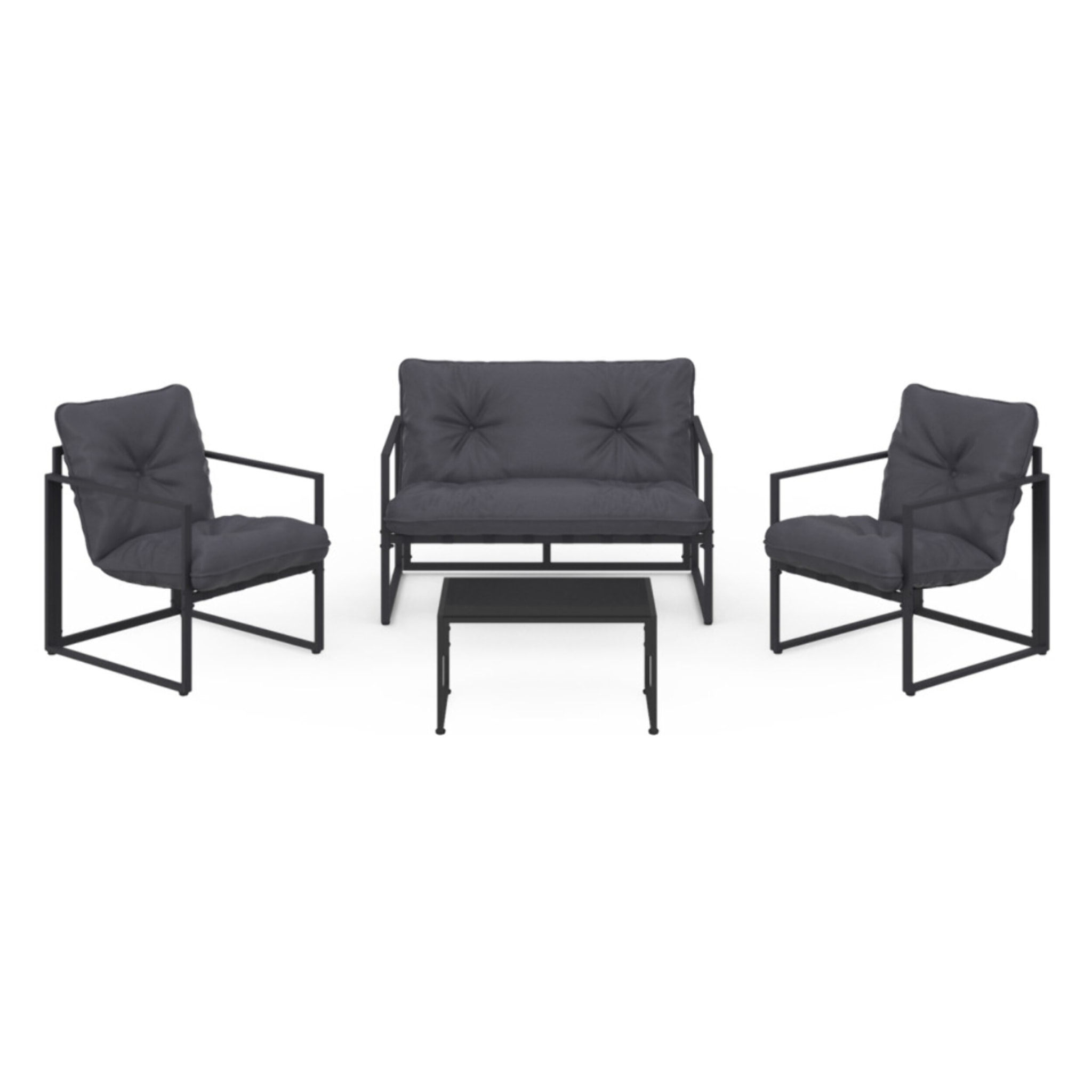 Salon de jardin Tropéa 4 places avec coussins gris