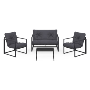 Salon de jardin Tropéa 4 places avec coussins gris