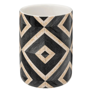 Pot à brosses à dents noir et beige "Canvas"