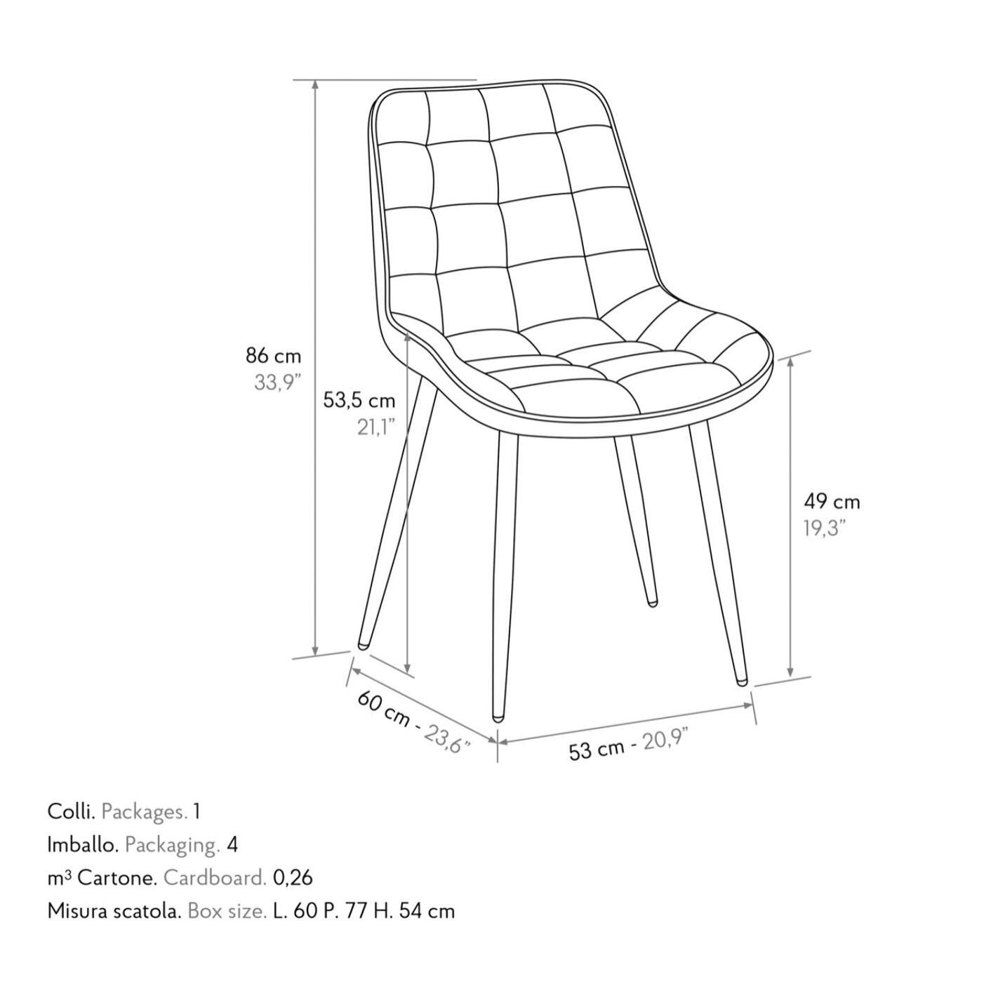 Set di 4 sedie BARCELLONA in tessuto effetto velluto verde scuro e gambe in metallo nero