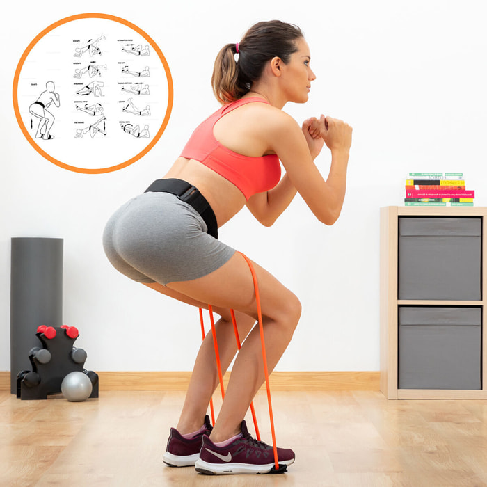 Pack Cintura con Bande di Resistenza per Glutei e Manuale per gli Esercizi e Piattaforma Vibrante di Allenamento con Accessori e
