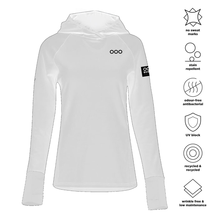 Felpa con cappuccio ECOON Course du Sanglier di colore bianco