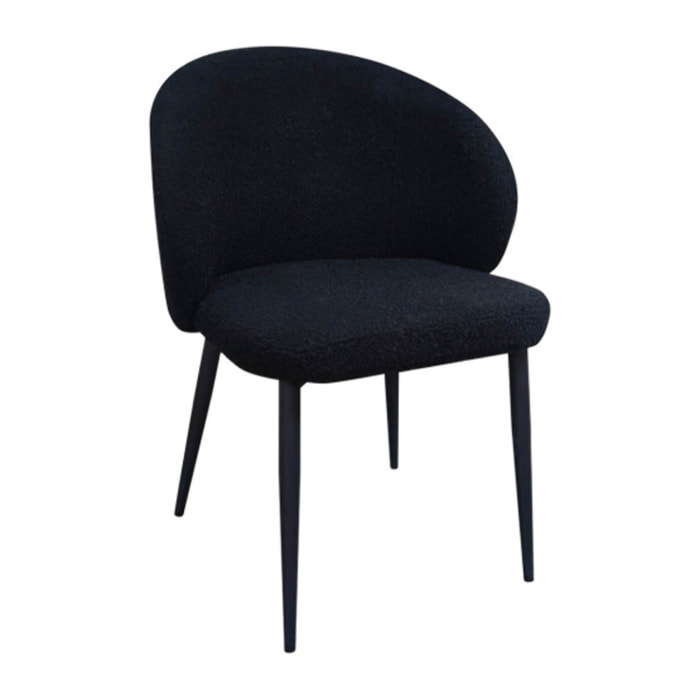 Chaise en tissu bouclette avec pieds en métal noir - SIROCCO