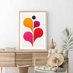 Poster seventies pink Affiche + cadre en bois - Chêne