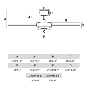 RUDDER S Ventilador de techo negro/nogal